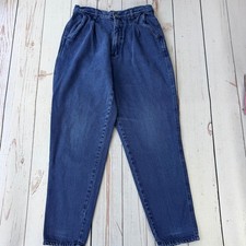 Bill Blass Vintage High Waisted Mom Jeans Blue Pleated Tapered Denim Size 12 27w picture
