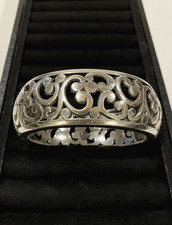 BRIGHTON Contempo 1” Wide Silver Plated Magnetic Oval Hinged Bracelet 7.5