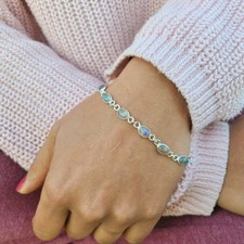Genuine Labradorite Bracelet 925 Sterling Silver | Boho Gemstone Jewelry Gift US picture