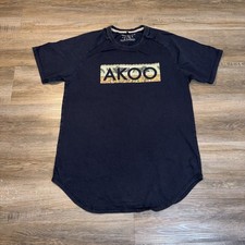 AKOO Clothing Shirt Mens Extra Large Blue Short Sleeve Graphic Logo Spell Out picture