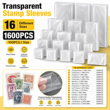 1600Pcs Stamp Protector Sleeves 16 Sizes Clear OPP Bags Album Collecting Supply picture