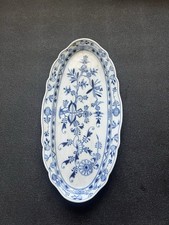 Antique Meissen Blue Onion Porcelain Oval Serving Platter Crossed Swords Mark picture