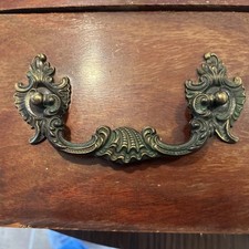 Four Vintage Ornate Heavy Cast Bronze Brass Victorian Drawer Chest Pulls picture