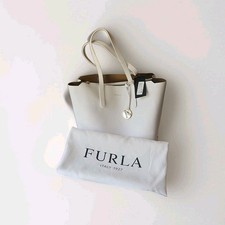 FURLA Sally Medium Leather Tote, RARE, Chalk  White, Zip Top, Gold HW, NWT picture