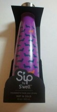 Sip by Swell Insulated Water Bottle Top Dog 15oz Hot & Cold Purple Dachshund  picture