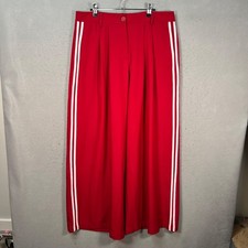 Lioness Womens Size Large Red Wide-Leg Pants With White Side Stripes picture