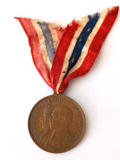 RARE Antique 1914 Norwegian Bronze Medal Dunbar Natal with Ribbon picture