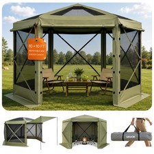 VEVOR 6 Side Pop up Gazebo Screen Tent 10x10 ft for 6-8 Persons Camping Backyard picture