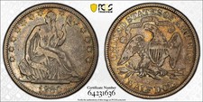 1880 SEATED LIBERTY HALF DOLLAR PCGS F15 TONED LILAC GREY picture