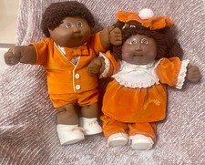 Cabbage Patch Kids Twins HTF African American Boy Girl set Displayed Only picture