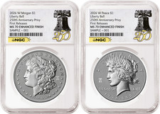 2 Coin Set 2026 Morgan Peace Enhanced 250th Privy NGC MS70 FR Bell Pre-Sale2 picture
