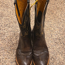 Vintage Rios of Mercedes Brown Leather Roper Boots - Men's Size 9 D (Style 4900) picture