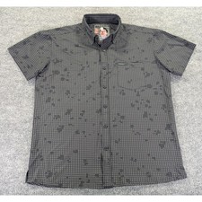 Warrior Merchants of Death x FPC Mens Large Gray Grid Stretch Button Up shirt picture