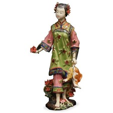 US Seller - Chinese Porcelain Lady with Fish picture