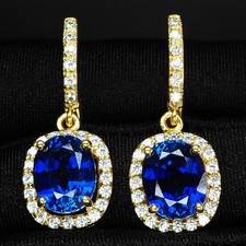 Sumptuous Royal Blue Sapphire 8.25Ct 925 Sterling Silver Lever Back Earrings picture