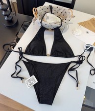 Loewe Black Monogram Triangle Bikini Swimsuit Two Piece Swimwear Size M picture