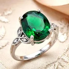 4 Ct Simulated Emerald Ring Vintage Art Deco Design 925 Sterling Silver 1170 picture