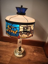 VTG 1970s Ford Dealer Desk Table Lamp Tiffany Style Faux Stained Glass Advertise picture