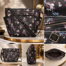 Liz Claiborne Lola Large Crossbody Bag Monogram Faux Leather Adjustable Strap picture