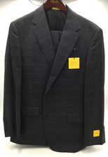 $595 Hickey Freeman Mens Classic Fit Suit With Pant Charcoal/Blue Size 50Reg 45W picture
