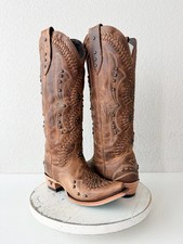 Lane COSSETTE Cowboy Boots Cognac Brown Western Cowgirl Tall Snip Toe Size 7.5 picture