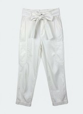 Chico’s Size 00/US 2 White Casual Relaxed Pull On Tapered Crop Belt Pants White picture