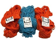Lot Of 3 Classic Elite Yarn Inca Alpaca 100% Baby Alpaca Yarn Hanks Orange Blue picture
