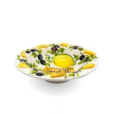 Bassano Ceramic Spaghetti Bowl 22 CM Lemon With Olive Motif From Italy picture