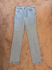 Wrangler Jeans Men 36x32 Blue Cowboy Cut Slim Fit Western Pants Light Wash Denim picture