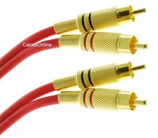 Dual-RCA Male/Male Gold-Plated Ultra-Flexible Red Audio Cable, AV-4xxR picture