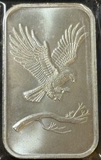 Vintage 1 Oz .999 Silver Silvertowne Mint Soaring Eagle Waffle Back Silver Bar picture