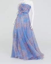 Theia Womens Purple Kimberly Strapless Floral Applique Organza Gown Dres G2U picture
