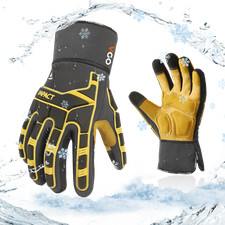 Vgo 1Pair 32°F Lined Winter Waterproof Pig Leather Work Gloves (PA7756FLWP-GRA) picture