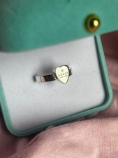 925 silver Gucci trademark ring heart pendant size 15 (US 7 or 7 1/4) worn picture