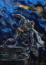 Batman Original ACEO Scratchboard Art Card Fan Art Gargoyle Gotham City picture