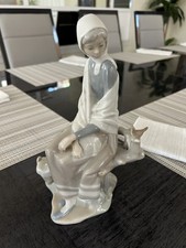 Lladro Figurine New Shepherdess, Retired, Woman sitting with Bird picture