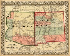 1867 Arizona New Mexico Historic Wagon Route Map - 24x30 picture