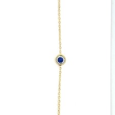 Syn. Blue Sapphire Birthstone Of September 14k Yellow Gold Bracelet picture