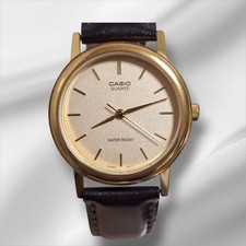 CASIO MTP-1095 Gold Brown Leather Watch From Japan picture
