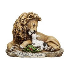 Roman Joseph's Studio Lion and Lamb on Rock Peace on Earth Figurine 8.5 Inch picture