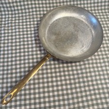 Vintage 12” French Copper Frying Pan Tin Lining Bronze Handle Made in France picture