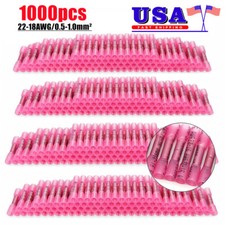 1000PCS Heat Shrink Waterproof Wire Connectors Red 22-16 AWG Butt Seal Terminals picture