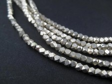 Tiny Diamond Cut Faceted Silver Beads 2mm White Metal 24 Inch Strand picture