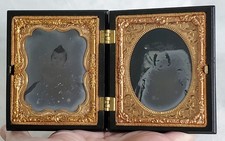 Thermoplastic Union Case 9th Plate 2-81 Ambrotype Baby Babies Names & Hair 1860 picture