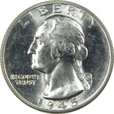 1945 D Washington Silver Quarter Uncirculated Mint State 25c Coin picture