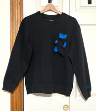 ADER ERROR Men’s Black Crew Neck Blue Teddy Bear Sweatshirt [S] picture