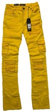 Men’s Yellow Urban Beast ripped stacked 32x36 denim pants w/ cargo pockets picture