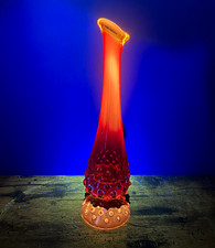 Vintage Fenton Amberina Hobnail Swung Glass Vase picture