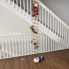 Santa Climbing 9ft Ladder Christmas Decoration Whimsical Holiday Staircase Decor picture