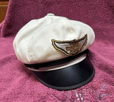 RARE Vintage Harley Davidson White Captains Hat Large NEW NOS With Tags picture